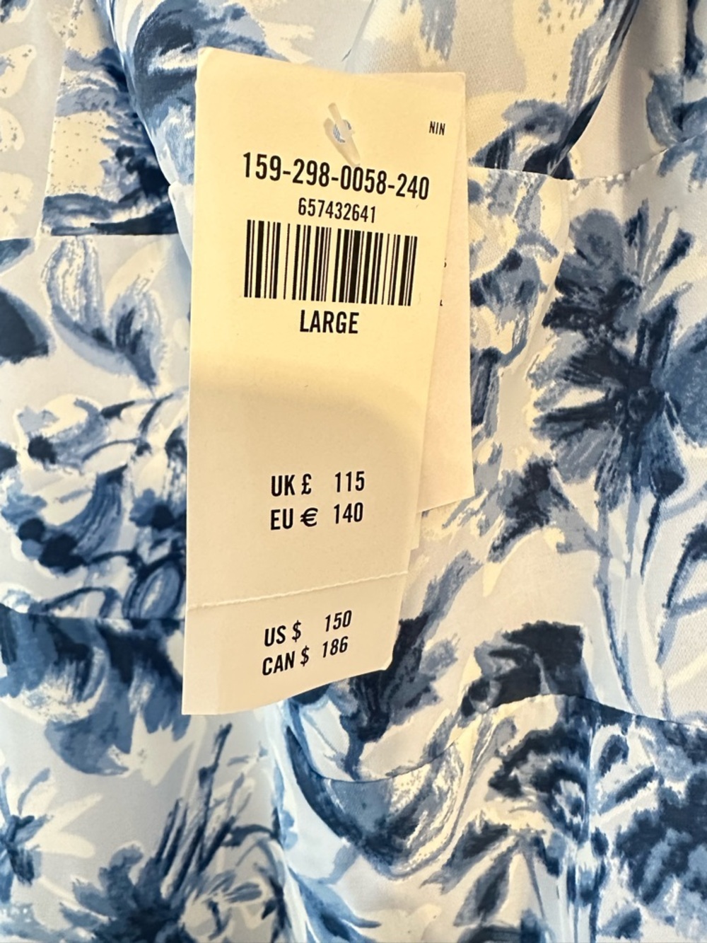NWT! Abercrombie & Fitch Drama Ruffle Tiered Gown Blue & White Floral - Picture 3 of 7